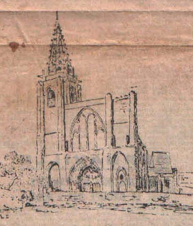 La CollÃ©giale de LongprÃ© avant 1826-dessin d'un inconnu.