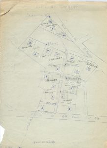 Plan de la Cité des Cheminots avec détail et noms d'occupants.