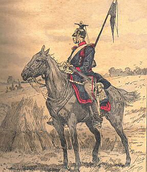Uhlan, coiffÃ© de la Schapska, (dessin de M. Pallandier, 1900)