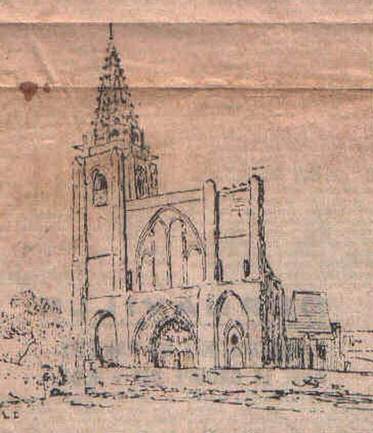 La Collégiale en 1826, dessin de Duthoit.