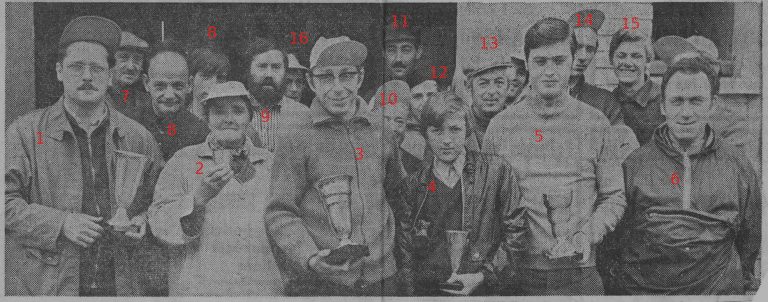 Concours de pÃªche du 14 juillet 1973 Ã  LongprÃ©, les gagnants, numÃ©rotÃ©.