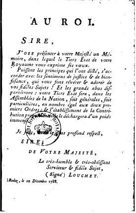 "Le tiers Ã©tats au roi" de Louis Louchet.