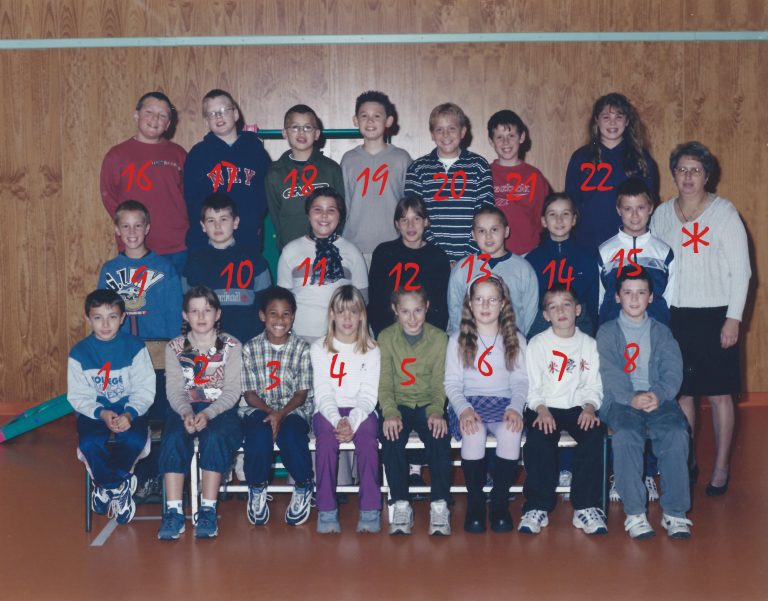 Classe CM2 2001-2002 Ã  LongprÃ©-numÃ©rotÃ©.
