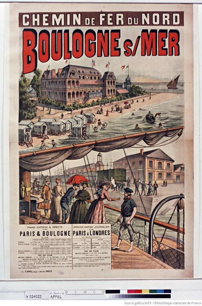 Affiche publicitaire de la ligne Paris-Calais via Boulogne pour Londre.