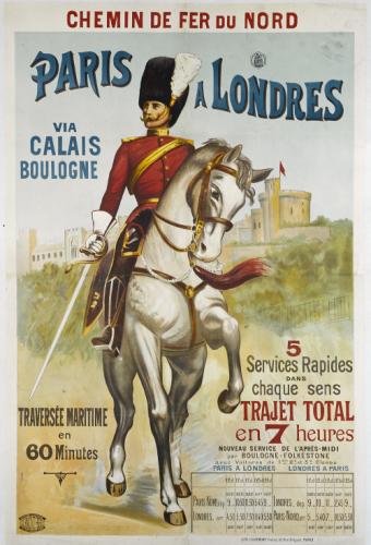 Affiche publicitaire de la ligne Paris-Calais via Boulogne.