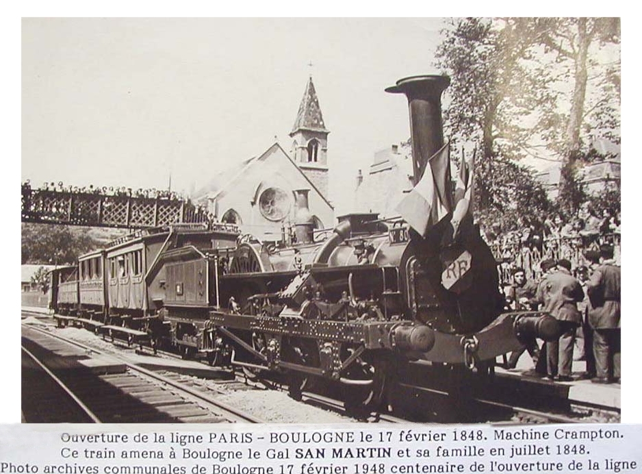 e lundi 7 janvier 1867, le chemin de fer de Boulogne Ã  Calais Ã©tait inaugurÃ©. Le premier train partit de Boulogne Ã  6 h 15 du matin, avec 49 voyageurs, dont 40 pour Calais.