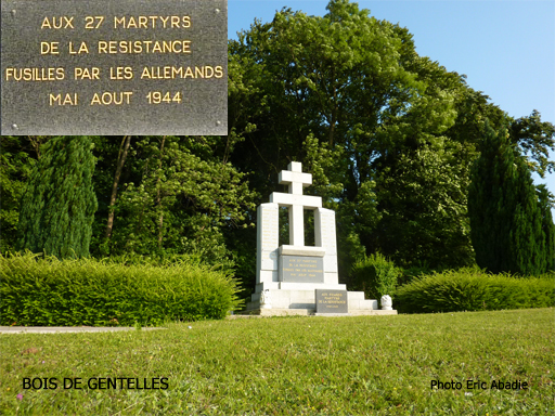 Le monument commémoratif du Bois de Gentelles.